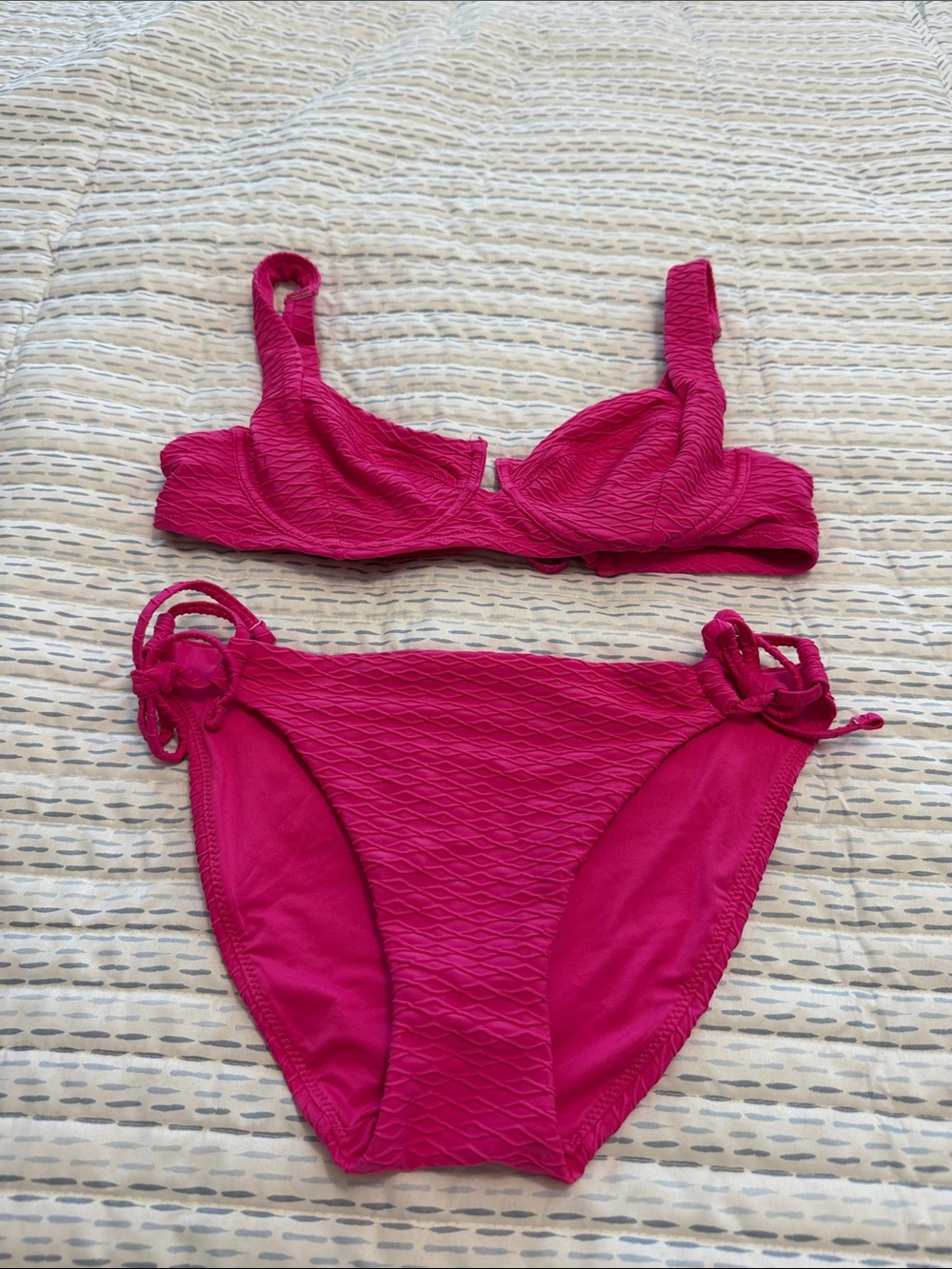 Victoria's Secret Hot Pink Textured Two-Piece Bikini - Never worn